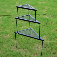 outdoor iron table protable folding triangle three tybe threaded with storage bag camping campfire bonfire bbq shelf grill
