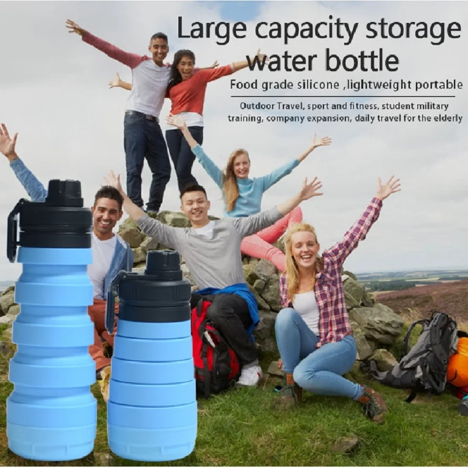 750 мл Складная Силиконовая бутылка для воды складная с ежедневной коробкой