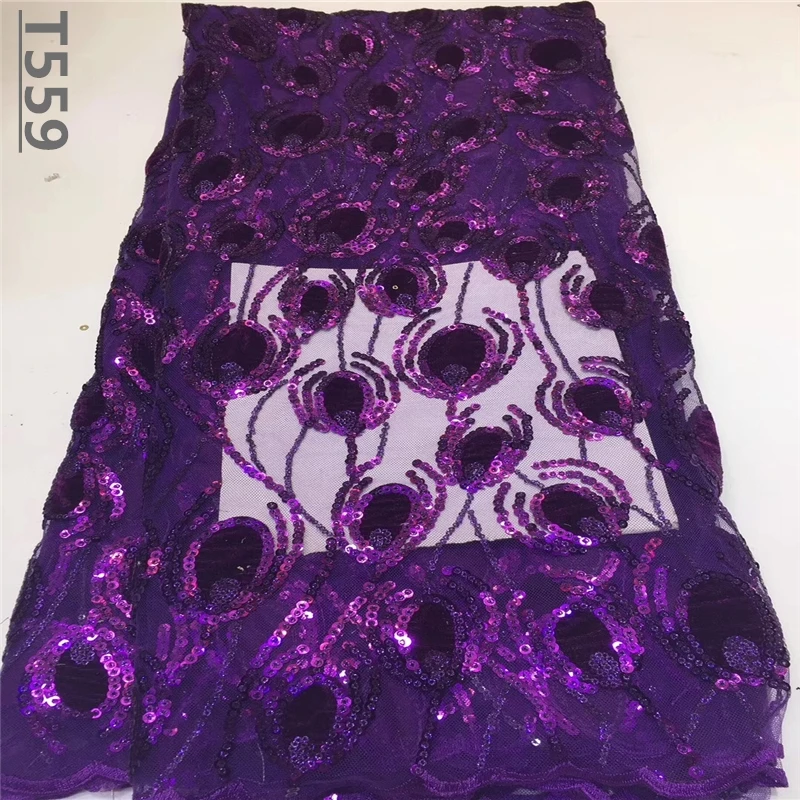 Nigerian Velvet Lace Fabric 2019 High Quality African Sequins Net Wedding French Tulle Material For Dress | Дом и сад