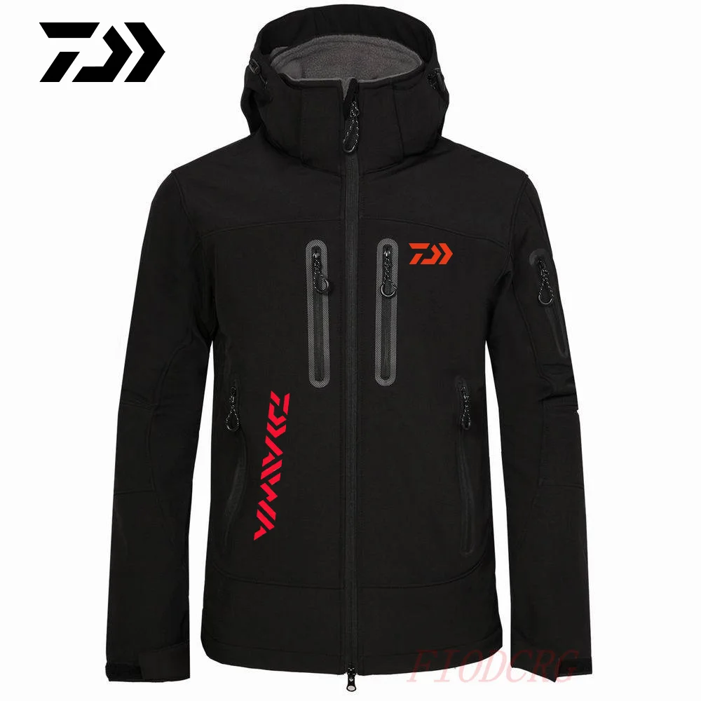 

Daiwa Softshell FleeceTactical Jacket Fishing Outdoor Hunting Clothes Hiking Camping Windproof Hooded Coats Fishing Clothes