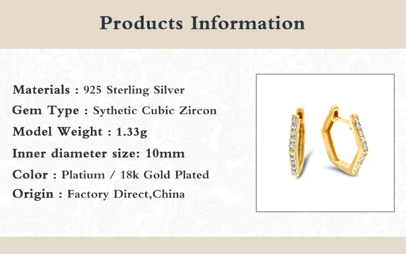 

Twinkle Hexagon Hoop Earring With Rhinestone Women's Earrings 925 Sterling Silver Piercing Jewelry Support Wholesale