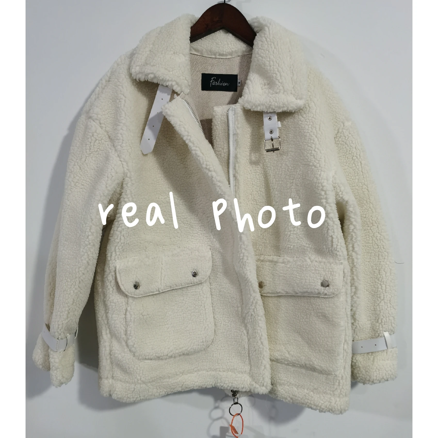 

Women Autumn Winter Faux Lamb Fur Sheepskin Coat Genuine Granular Sheep Shearing Jacket Female Casual Warm Outerwear