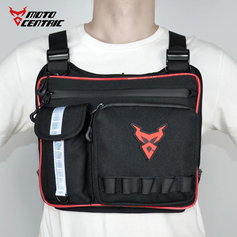 

Motorcycle Bag Men Chest Bag Waterproof Steetwear Hip Hop Chest Rig Bag Large Space Outdoor Chest Pack Bags