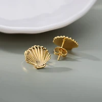 korean fashion minimalist golden stainless steel shell earrings creative %e2%80%8bearring fashion cute jewelry gift to girlfriend