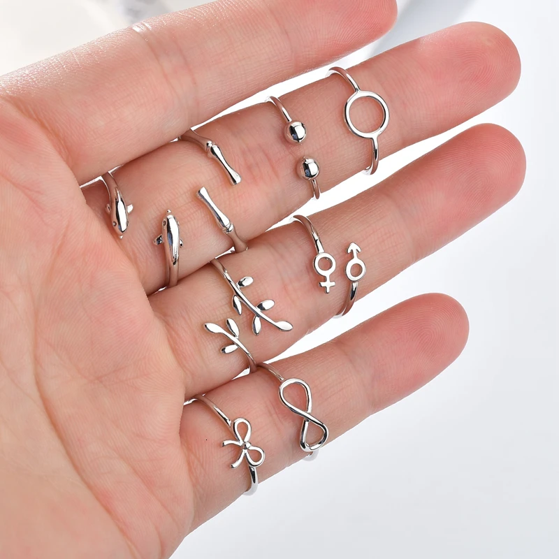 Лаконичное регулируемое кольцо унисекс из нержавеющей стали серебристого цвета