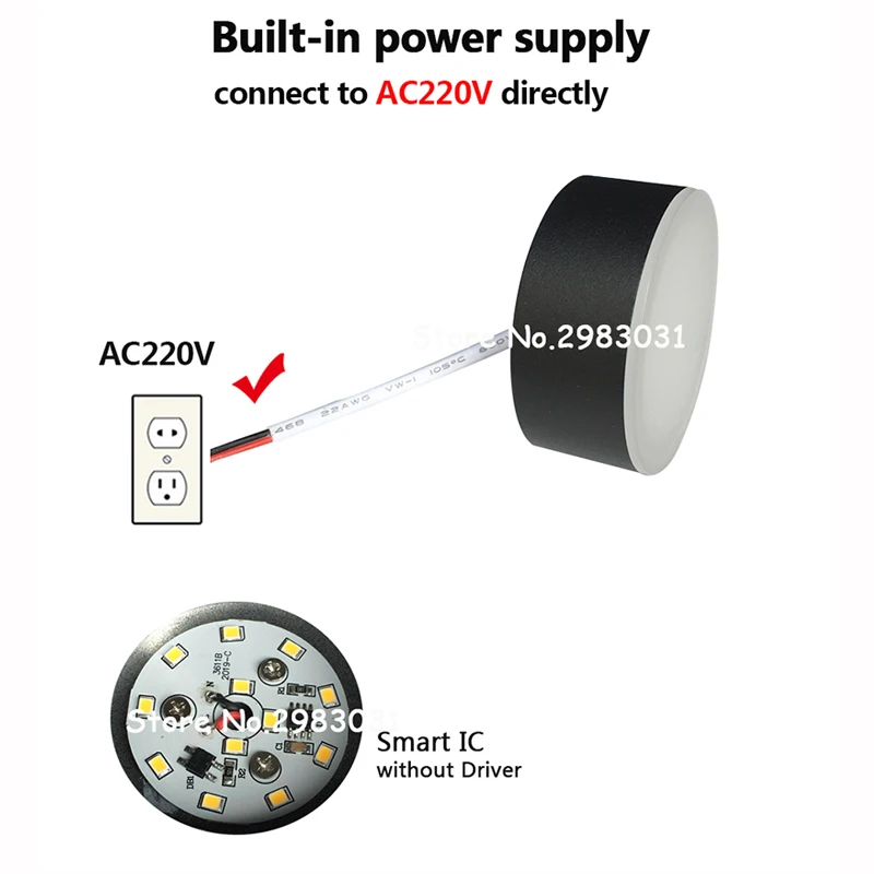 Foco de luz Led empotrable, accesorio de iluminación para el hogar, montado en superficie, 220V, 3W, 5W, 7W, 9W, redondo, luces abajo