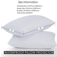 1pc white pillow cover waterproof pillow protector anti mites bed bug proof zipper pillow cover allergy pilow case 50x70cm