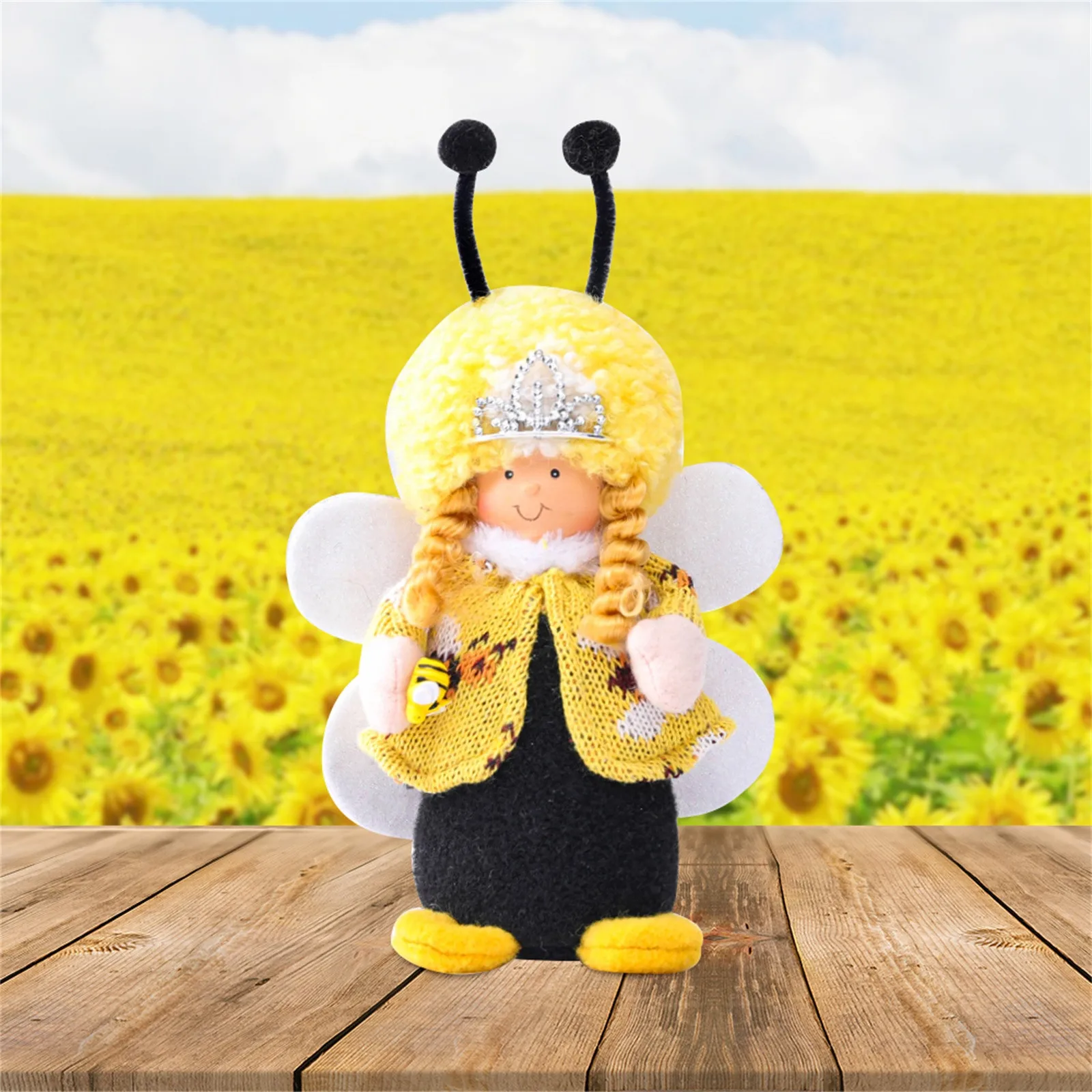 

Summer Bee-shaped short-legged doll Knitted Wool Bee Festival Decoration Ornaments Creative Bee Stuffed Animal Toys Gifts