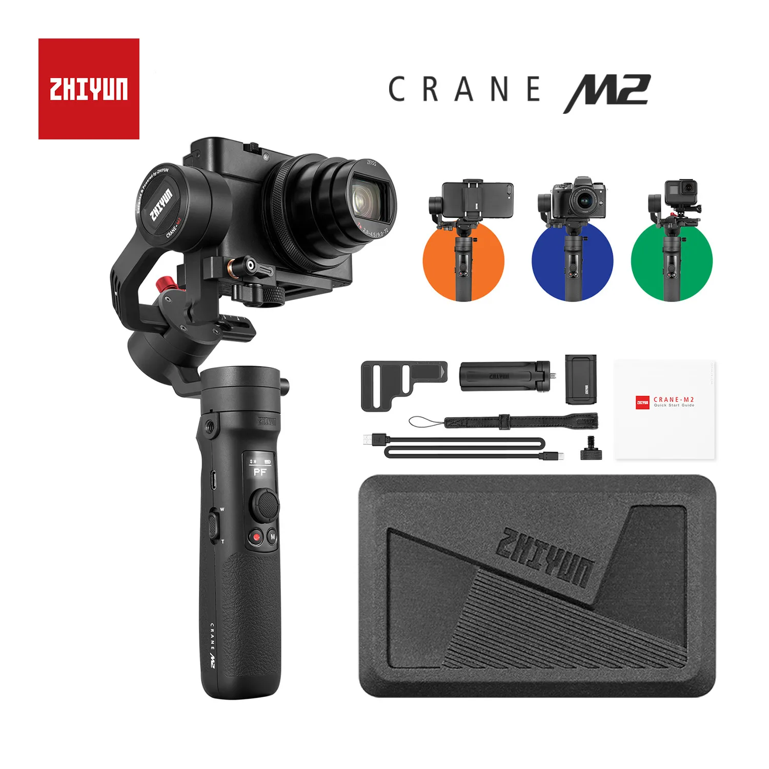 

ZHIYUN Crane M2 M2S M3 Camera Gimbals 3-Axis Handheld Gimbal Stabilizer for Smartphone Mirrorless Cameras Action Camera