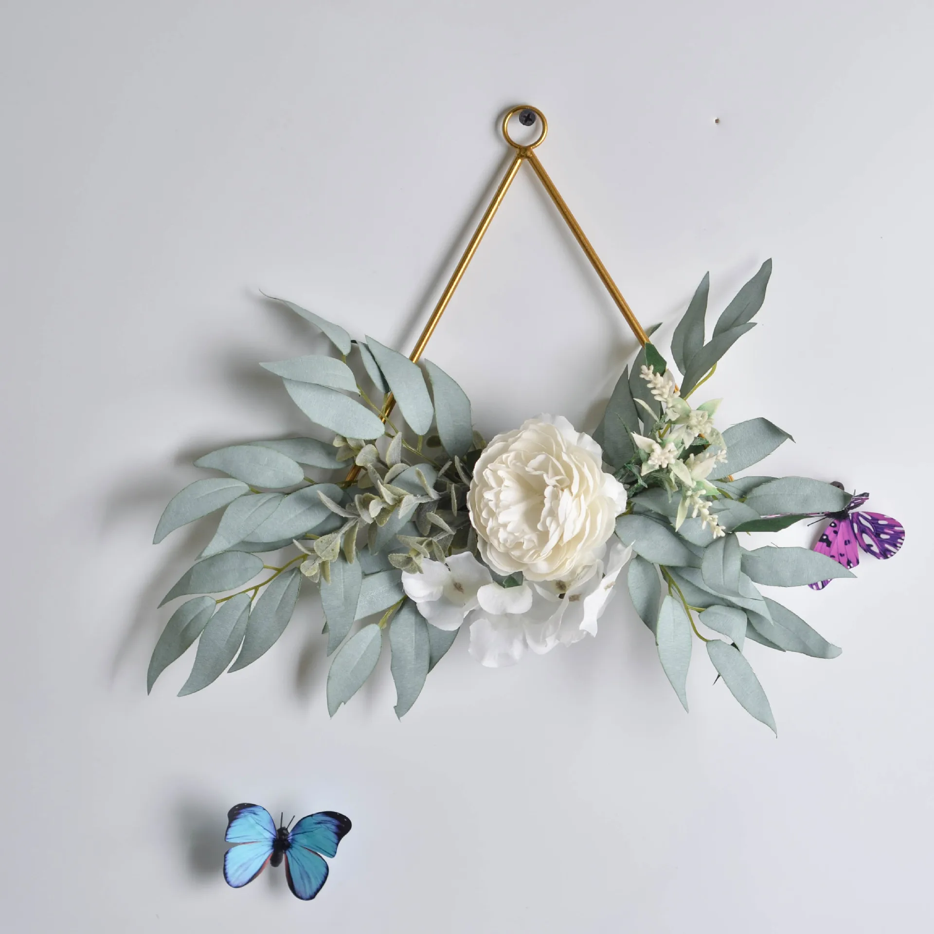 

Nordic Style Iron Wreath Wedding Home Simulation Flower Hanging Decoration Wall Decorations Wall Hanging Geometric Wreath