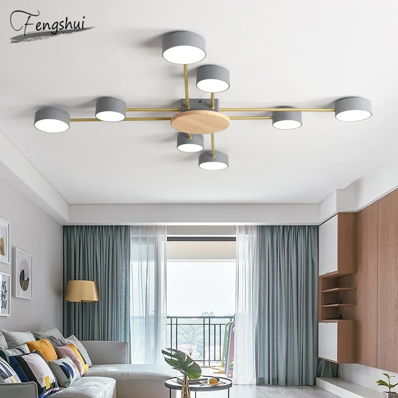 

Nordic LED Ceiling Lights for Living Room Modern Simple Metal Shade Ceiling Lamp Bedroom Hall Personality Macaron Lamp Ceiling