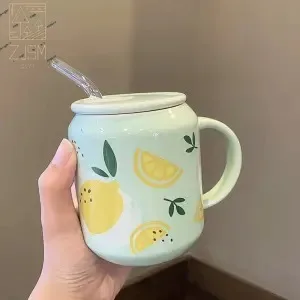 

Creative Cute Strawberry Milk Cup Water Bottle ins Style With Straw for Girls Couple Students Porcelain Mug