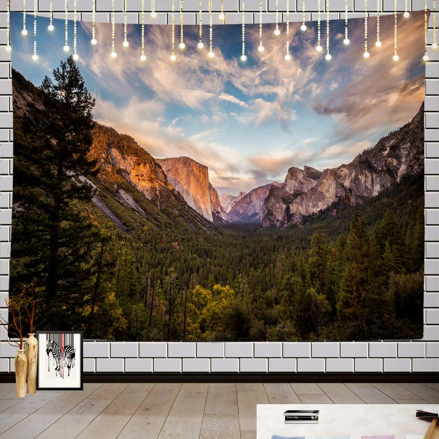 

Коврик для пикника TapestryGreen Valley, красивый голубой натуральный лес, пляжное полотенце, настенное украшение для спальни