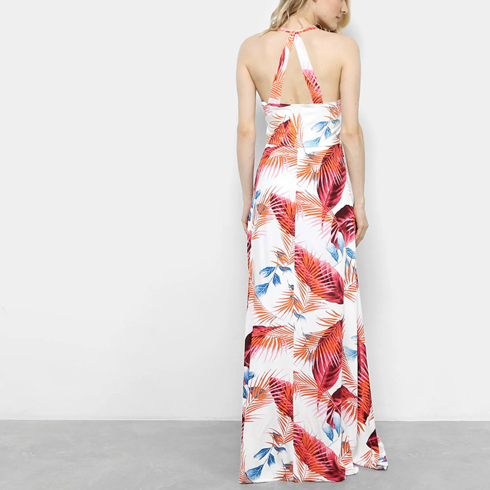 

40# Bohemian Floral Print Dress Sexy Sleeveless Strap Dress Summer Holiday Floor Length Dresses For Women Vintage Robe Femme