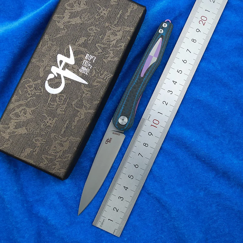 

CH3010 folding knife M390 steel Titanium carbon fibe handle outdoor camping Cycling hunting pocket kitchen fruit Knives EDC tool