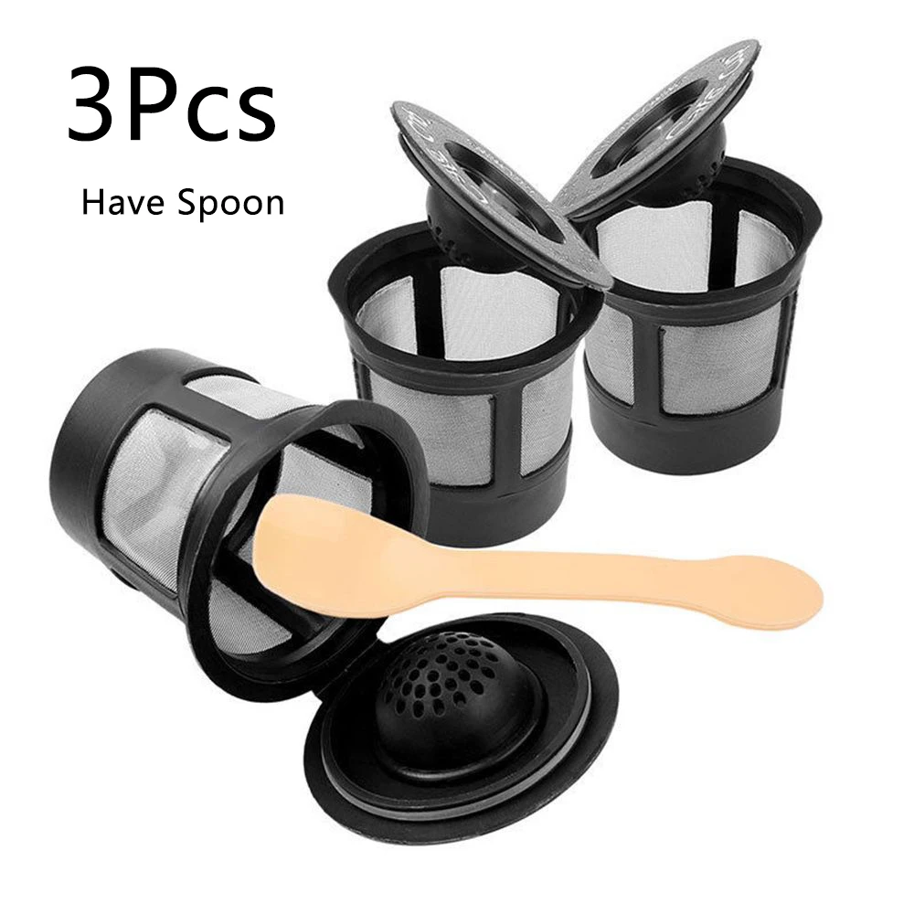 3 Pcs 3 шт. кофейные фильтры для многократного использования с кофейной ложкой многоразового использования чайные стручки фильтр для Keurig Breville K чашка кофейник с воронкой чайные корзины - Цвет: 3 Pcs
