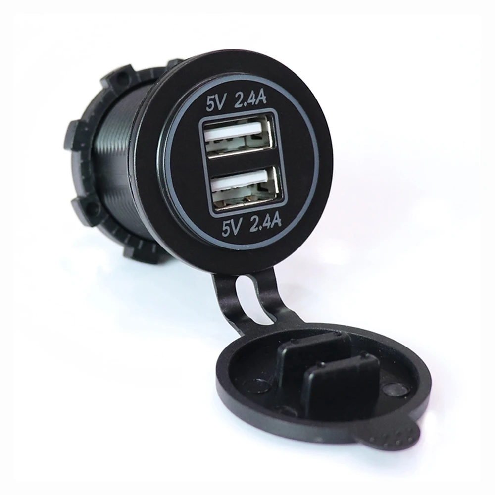 

4.8A Dual USB Socket Car Charger Dual LED Light Power Outlet Adapter Universal for 12-24V Car Boat Motorcycle ATV