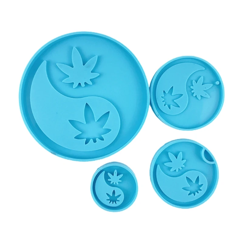 

N58F Tai Chi Maple Leaf Coaster Cup Mat Resin Mold Phone Sticker Decor Silicone Mould
