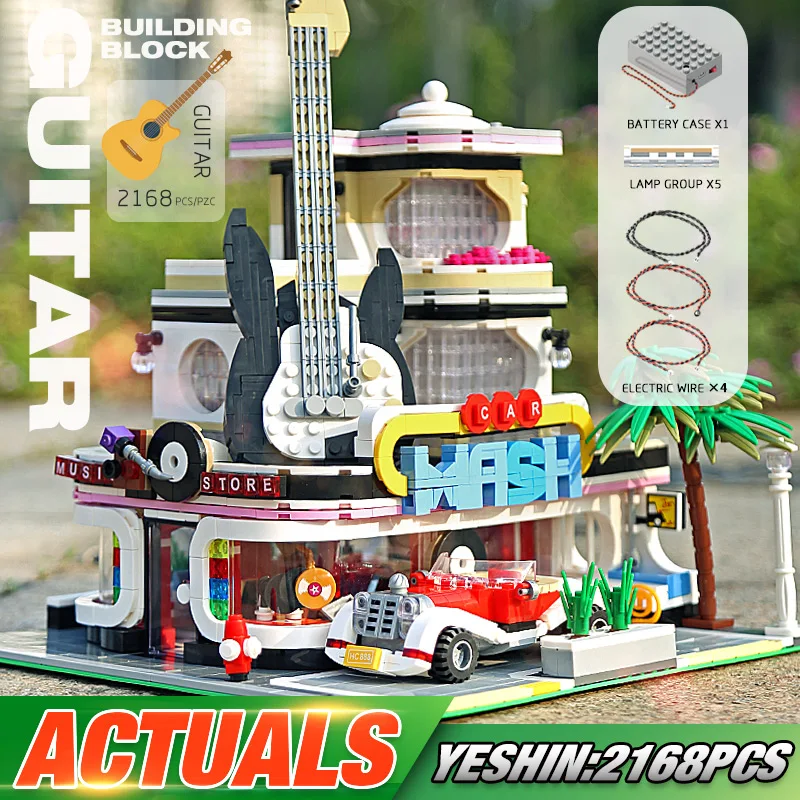 Молд KING 16002 игрушки для улицы MOC Guitar Shop со светодиодсветильник кой набор