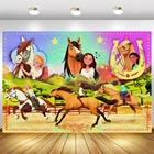 Тематический вечерние для фотосъемки на вечеринку с изображением спиртовой лошади на тему катания мальчиков и девочек, детский праздничный фон для торта на день рождения, баннер, плакат