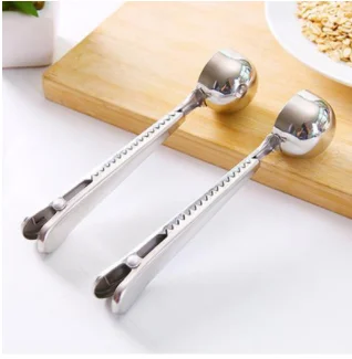 Кофейная ложка с зажимом из нержавеющей стали Чайная мерная ложка 1 шт. с ментоловым подарком "Seedling free gift on".