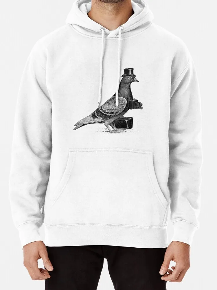 Туристическая футболка из 100% хлопка зимняя Милая шляпа фотограф голубь чемодан