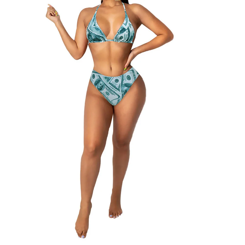 Женский модный леопардовый бикини со шнуровкой и открытой спиной сексуальный