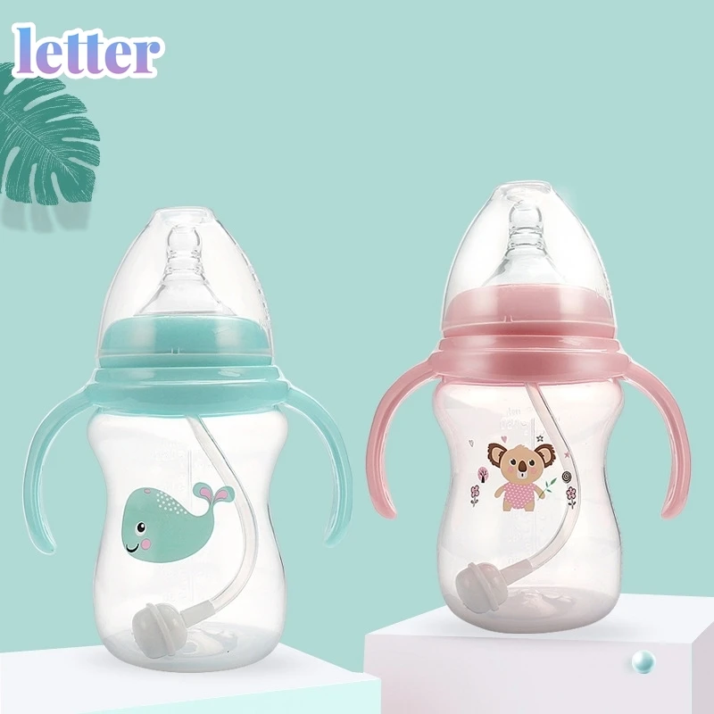 

180ml Baby Feeder Bottle Anti-Colic Breast-Like Nipple Milk Water Cup With Handle BPA-Free Extra Slow Flow Tritan Kids