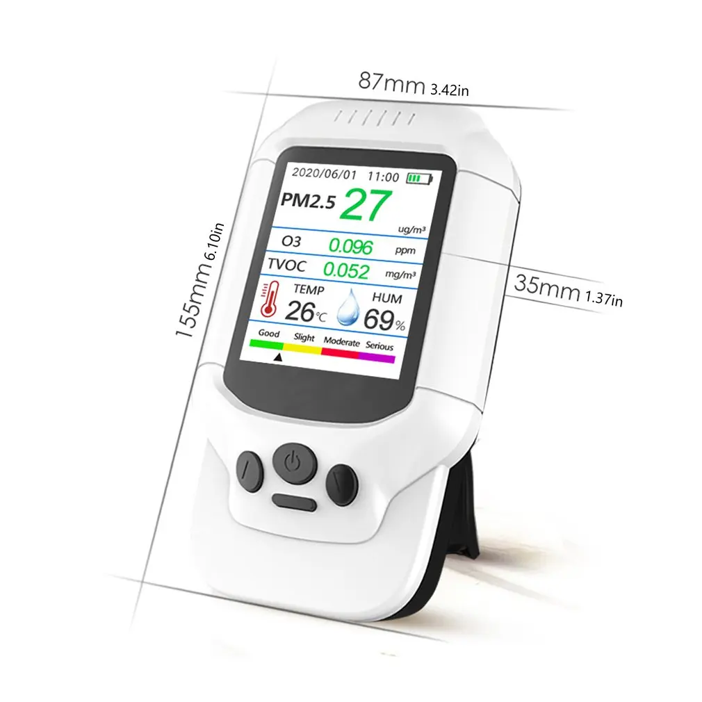 

Tester Air Quality Monitor Gas Analyzer Ozone Concentration Detector After Disinfection Tvoc Pm Dust Smoke Sensor Portable