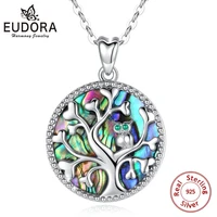 eudora 925 sterling silver tree of life pendant necklace mother of pearl wise owl pendants fine jewelry for women party gift d6