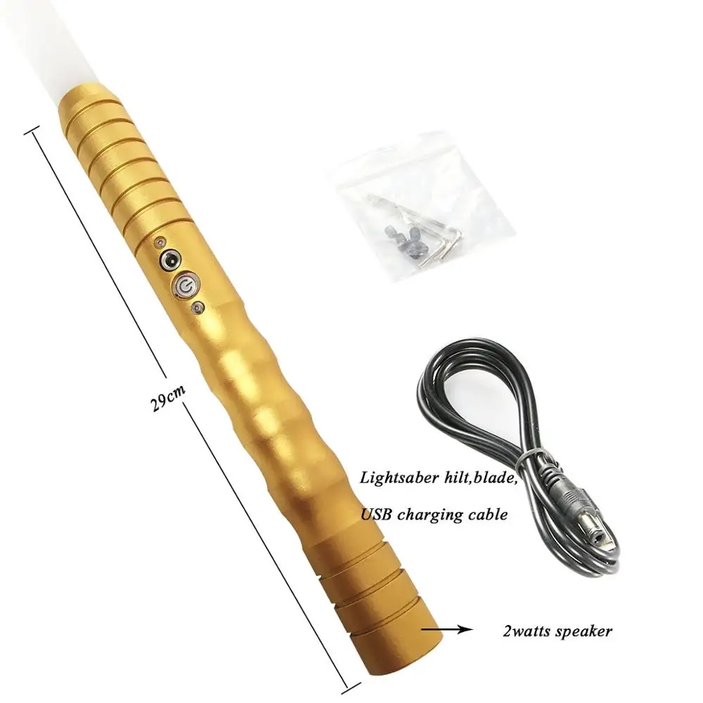 Gold handle RGB LGTOY тяжелый Дуэльный светильник saber Jedi светодиодный светильник перезаряжаемый Saber Force FX громкий звук высокий светильник с FOC металлической рукояткой Рождество - Цвет: Gold handle RGB