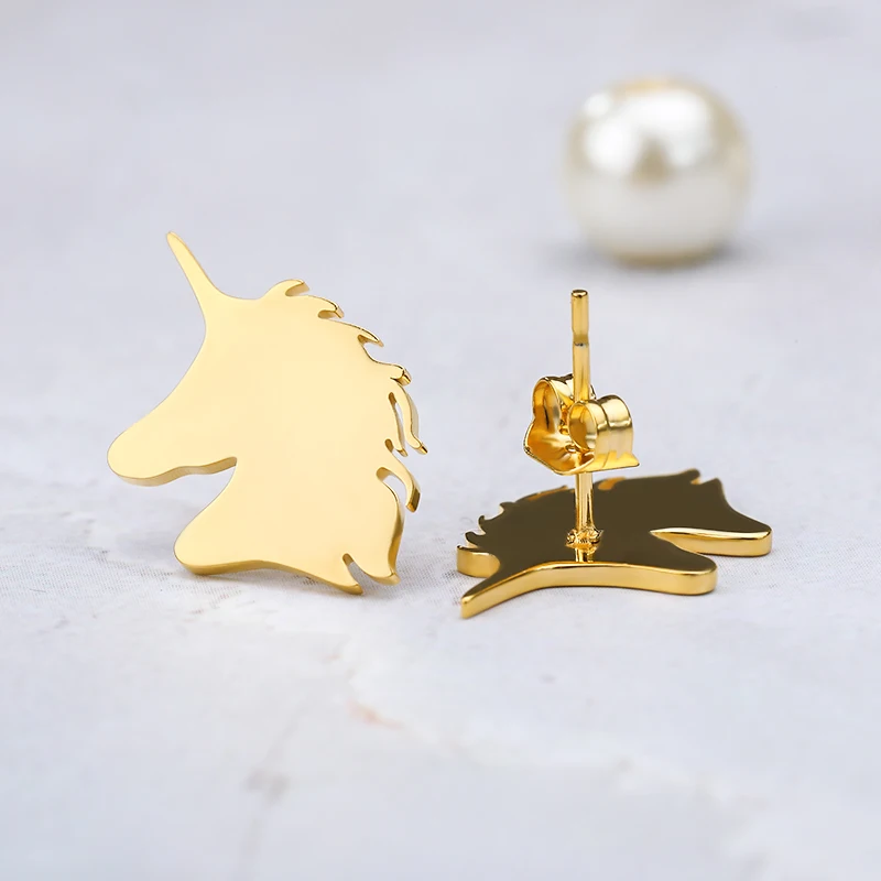 Дропшиппинг женские серьги-гвоздики в виде лошадей из нержавеющей стали