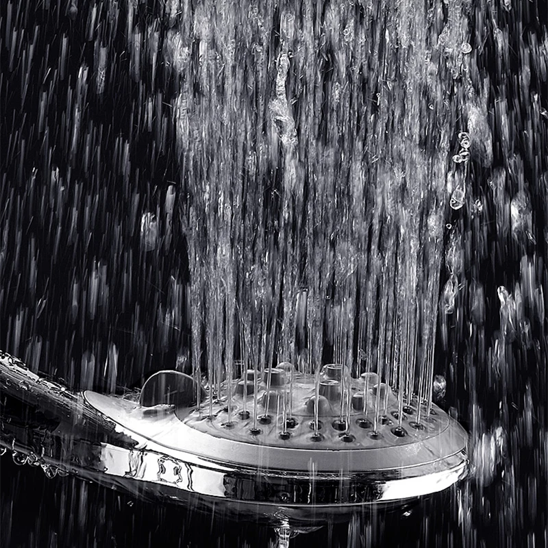 

5 Modes Silicone Nozzle Shower Head HandHold Rainfall Jet Spray High Pressure Powerful Shower Head Chrome plating