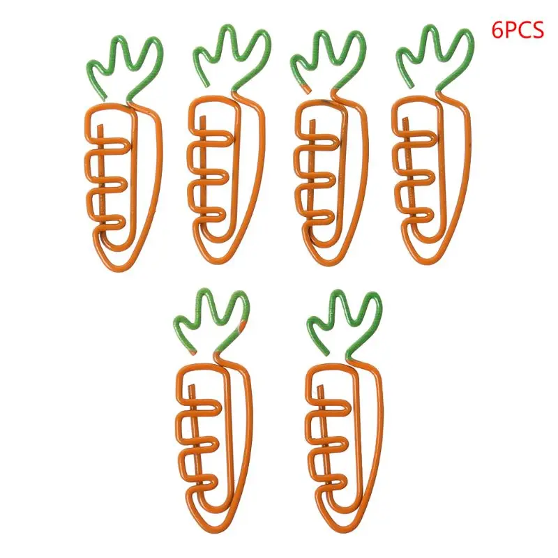 

6pcs Creative Kawaii Carrot Shaped Metal Paper Clip Pin Bookmark Stationery School Office Supplies Decoration