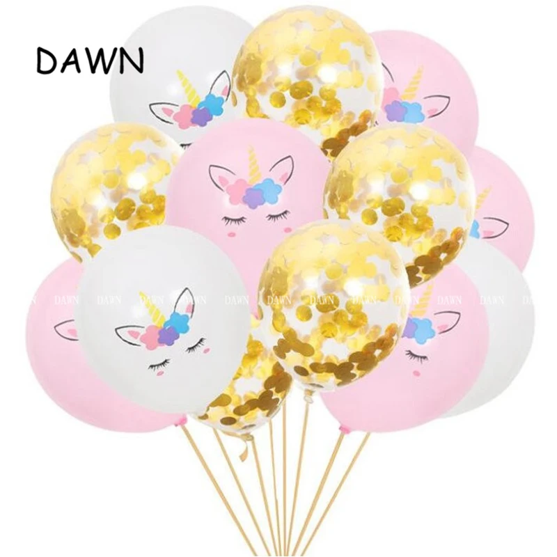 12pcs/lot 12 Inch Unicorn Balloon Rose Gold Confetti Baby Birthday Wedding Party Decoration Latex Supplies hot selling - купить по
