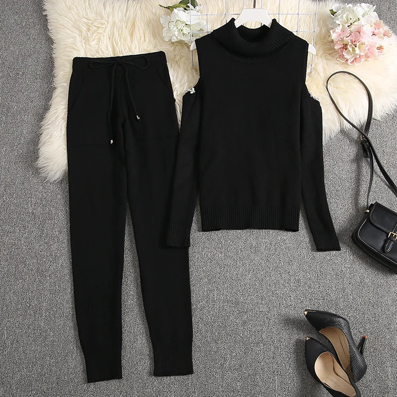 ALPHALMODA 2019 осень зима женские новые спортивные костюмы с открытыми плечами