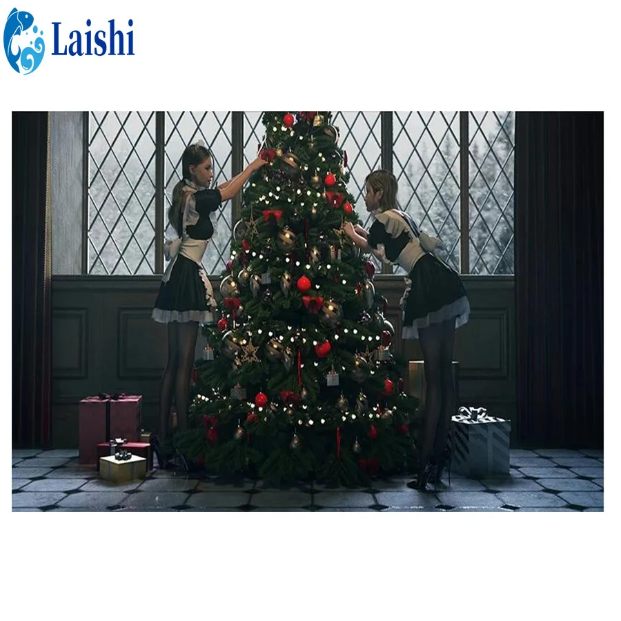 

Алмазная мозаика 5D Diy для девушек, рождественская елка, полная вышивка, круглая Алмазная вышивка крестиком, домашний декор, искусство