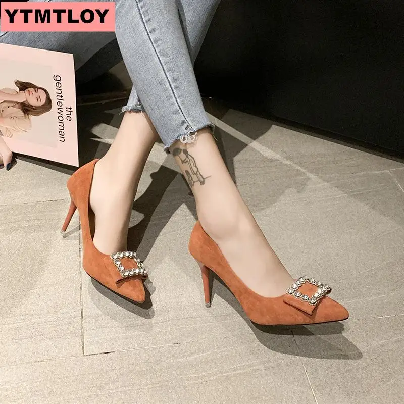 Новая модель замшевых туфель Кеды стразы Женские туфли с закрытым носком