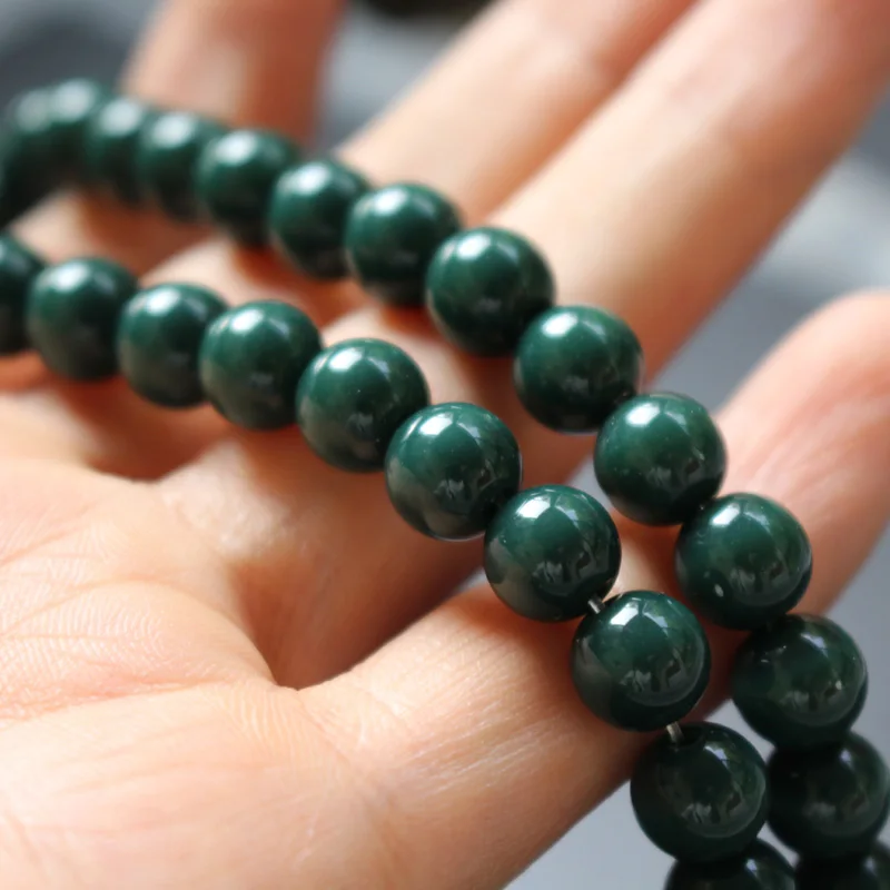 Круглые стеклянные бусины 8 мм 48 шт./лот темно-зеленого цвета для изготовления