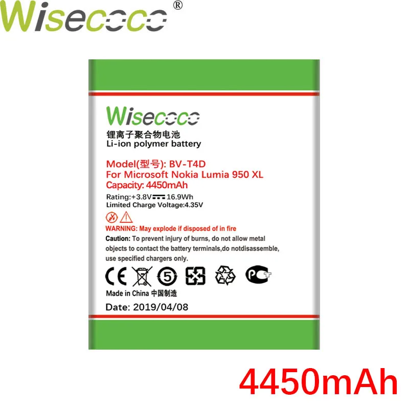 WISECOCO 4450 мАч BV-T4D Аккумулятор для Miscrosoft Lumia 950 XL CityMan Lumia 940 XL RM-1118 телефон продукт+ номер отслеживания