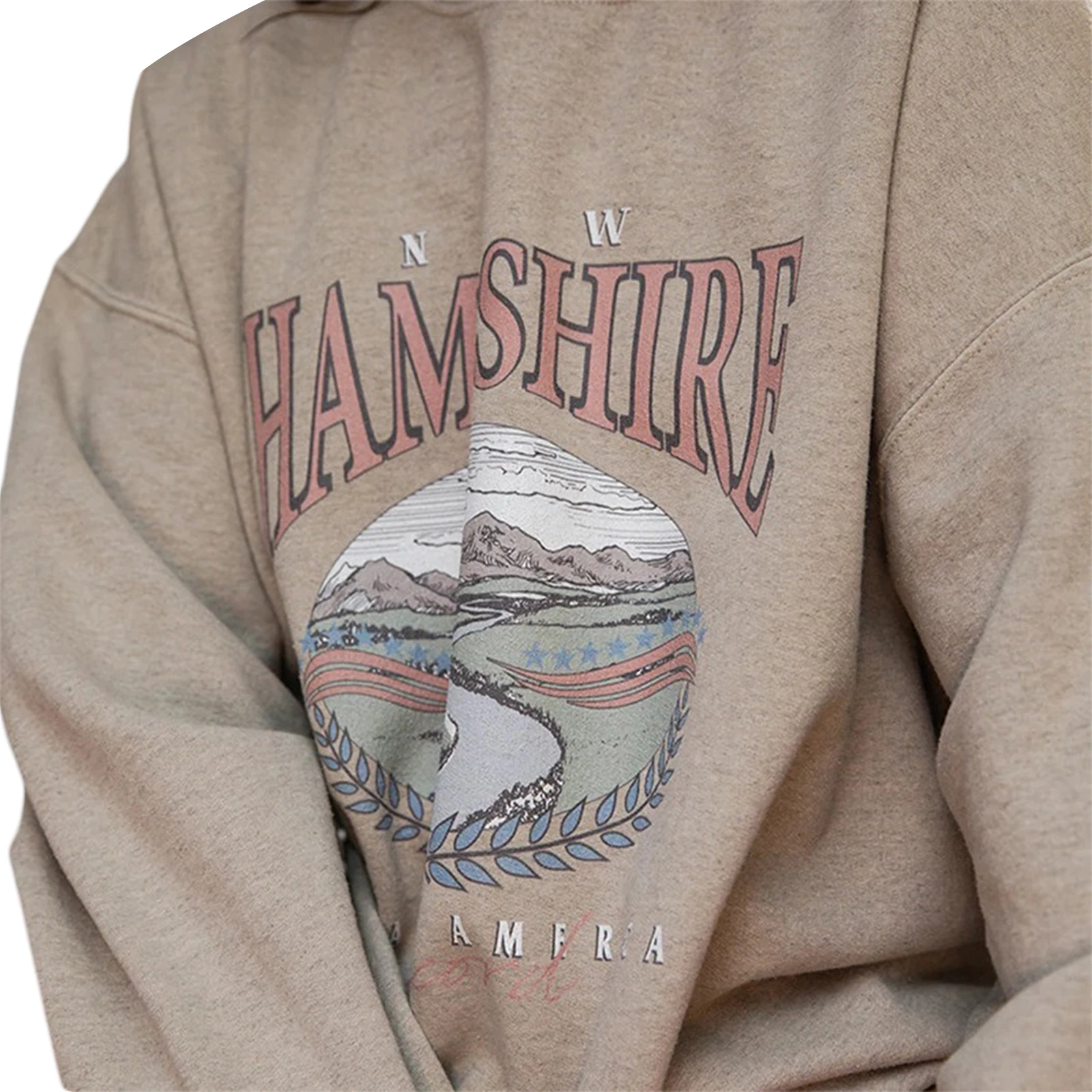 

2021 Women\u2019s Casual Long-sleeved Sweater Fashion Scenery Letter Print Loose Pullover Sweatshirt