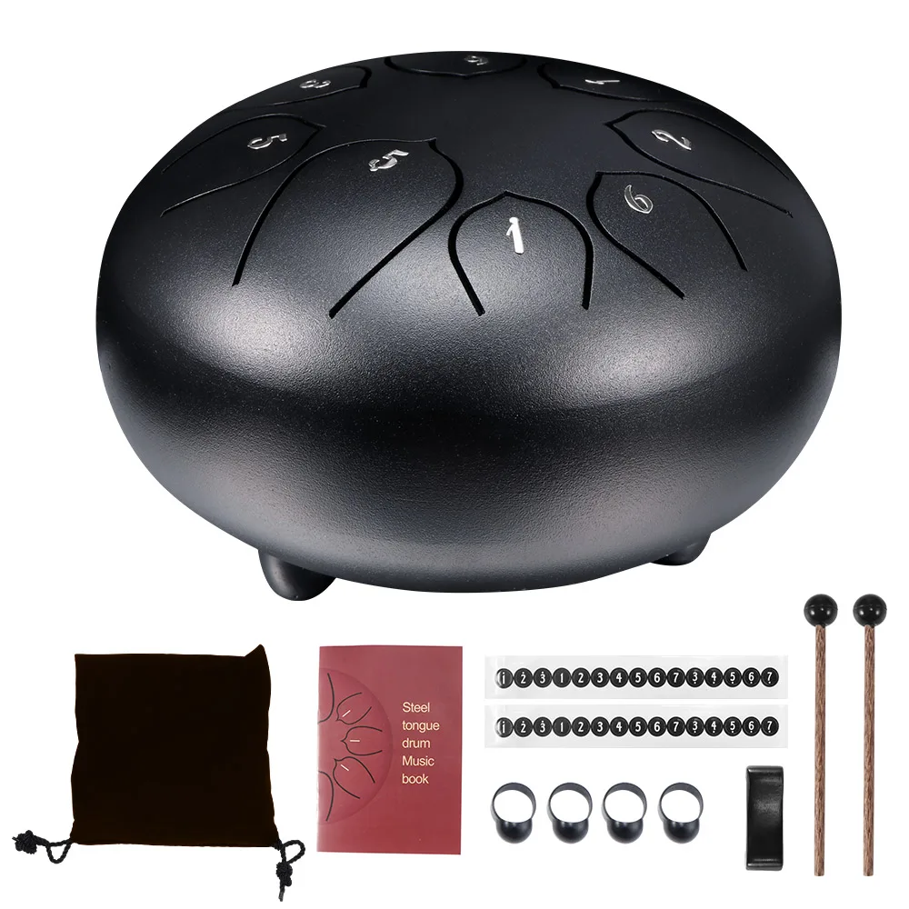 

6 Inch Steel Tongue Drum 8 Tune Hand Pan Drum Tank Hang Drum With Drumsticks Carrying Bag Percussion Instruments