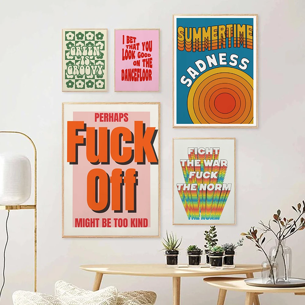 

Lyrics Typographic Poster Abstract Color Canvas Painting Quote Art Print Indie Rock Wall Picture For Living Room Home Decor