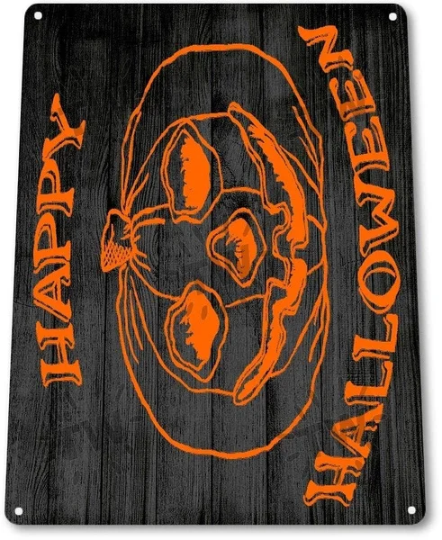 

TIN SIGN Happy Halloween Holiday Pumpkin Rustic Halloween Decor