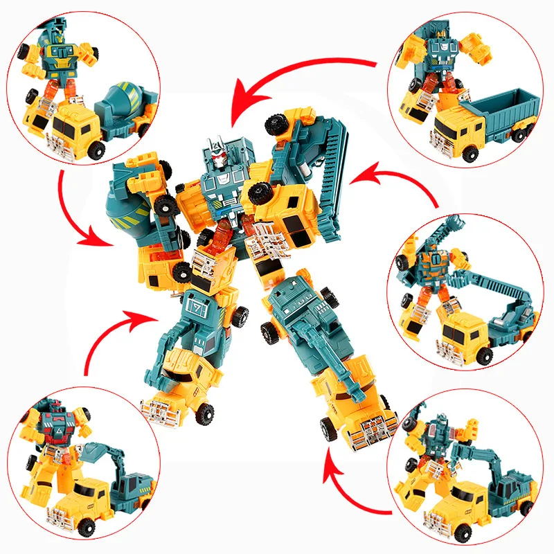 

Mini Classic Robot Children's Engineering Vehicle Deformation Toy Kid Action & Toy Figures Plastic Deformation Boys Girls Gifts