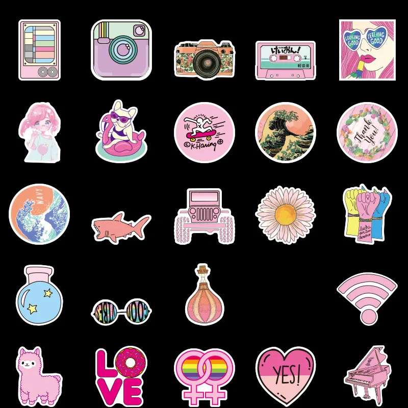 50 шт kawaii vsco наклейки для девочек игрушки мультфильм Розовый водонепроницаемый