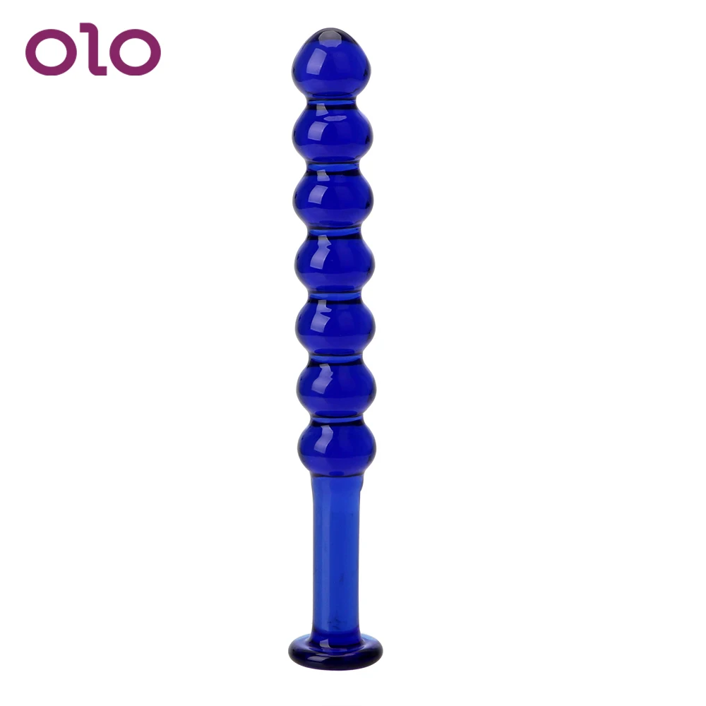 Оло стеклянный фаллоимитатор 7 бусин поддельный пенис Анальная пробка