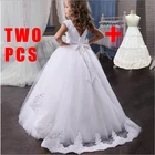 2022 белые свадебные платья подружки невесты, кружевные Детские платья для девочек, одежда, вечерние платья принцессы с цветами для выпускного вечера, на 10, 12 лет