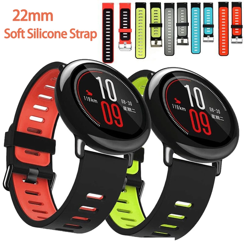 22 мм Универсальный силиконовый ремешок дважды цвета для Amazfit темп samsung Шестерни S3