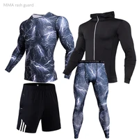 sportswear underwear tracksuit set fitness men compression top long thermal shirt leggings rashgard male mma kit sports suit
